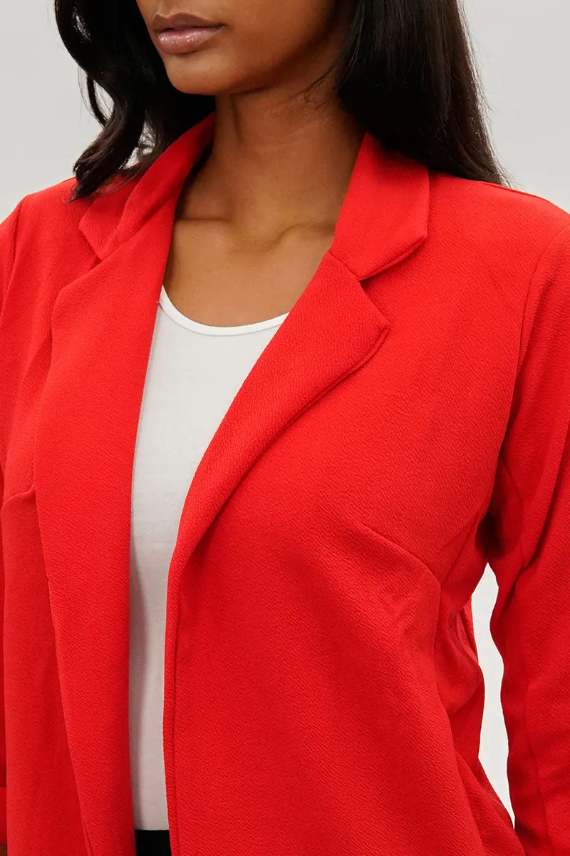 Majora Roll Up Sleeve Open Blazer - Red sold by Fairweather product image thumbnail 4