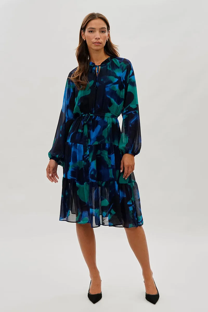 Costa Blanca Long Sleeve Belted Midi Dress - Navy sold by Fairweather