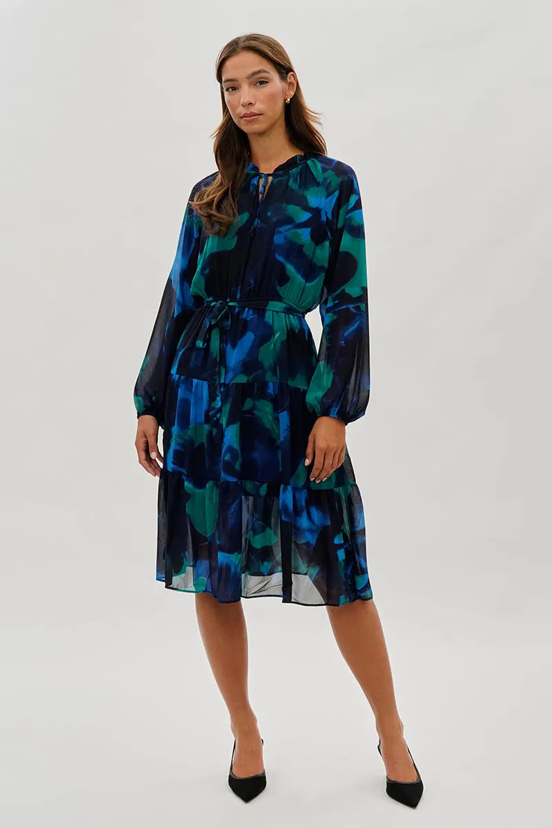 Costa Blanca Long Sleeve Belted Midi Dress - Navy sold by Fairweather product image thumbnail 5