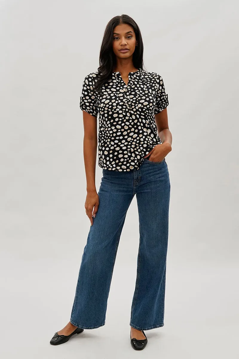 International INC Company Patterned Short Sleeve Blouse - Black sold by Fairweather product image thumbnail 5