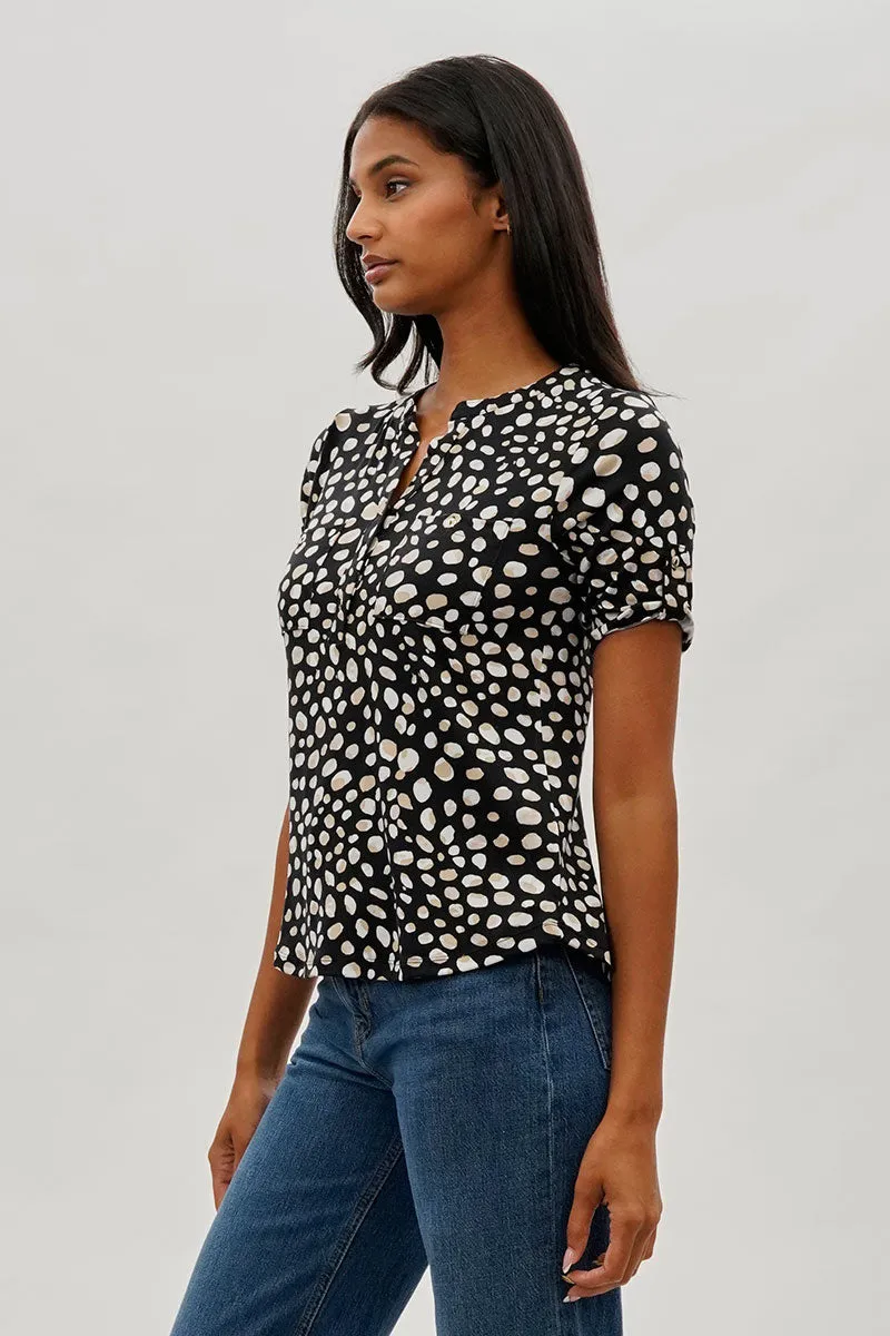 International INC Company Patterned Short Sleeve Blouse - Black sold by Fairweather product image thumbnail 2