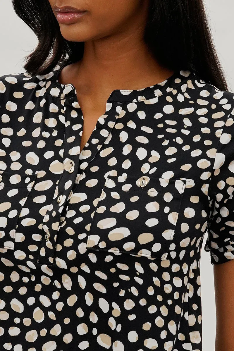 International INC Company Patterned Short Sleeve Blouse - Black sold by Fairweather product image thumbnail 4
