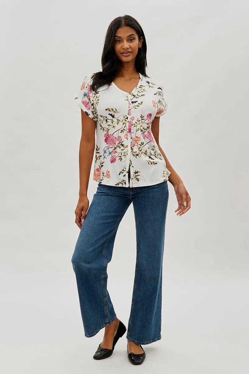 International INC Company Floral Button Up Tee - White sold by Fairweather product image thumbnail 5