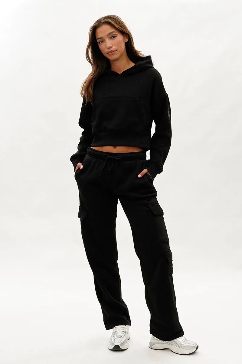 Fahrenheit Cropped Drop Shoulder Hoodie - Black sold by Fairweather product image thumbnail 5