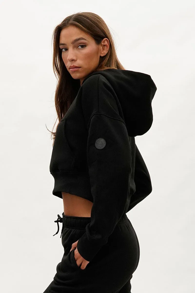 Fahrenheit Cropped Drop Shoulder Hoodie - Black sold by Fairweather product image thumbnail 2