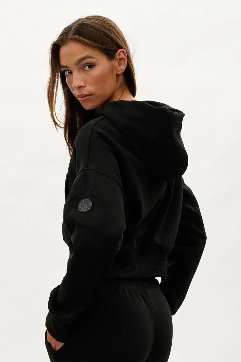 Fahrenheit Cropped Drop Shoulder Hoodie - Black sold by Fairweather product image thumbnail 3