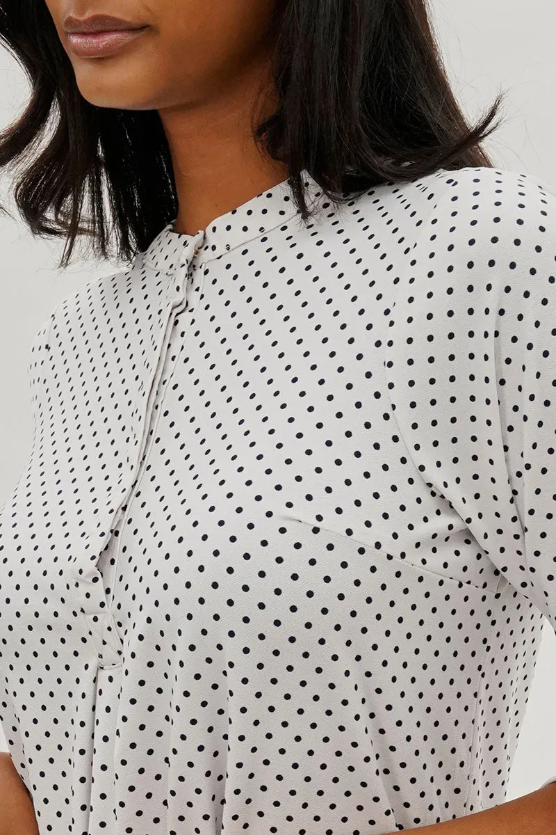 International INC Company Dotted Roll Up Sleeve Blouse - White sold by Fairweather product image thumbnail 4