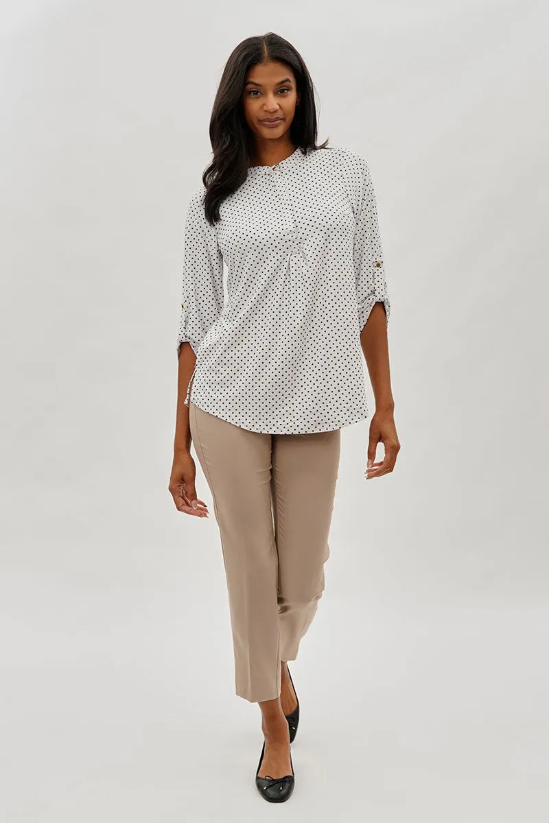 International INC Company Dotted Roll Up Sleeve Blouse - White sold by Fairweather product image thumbnail 5