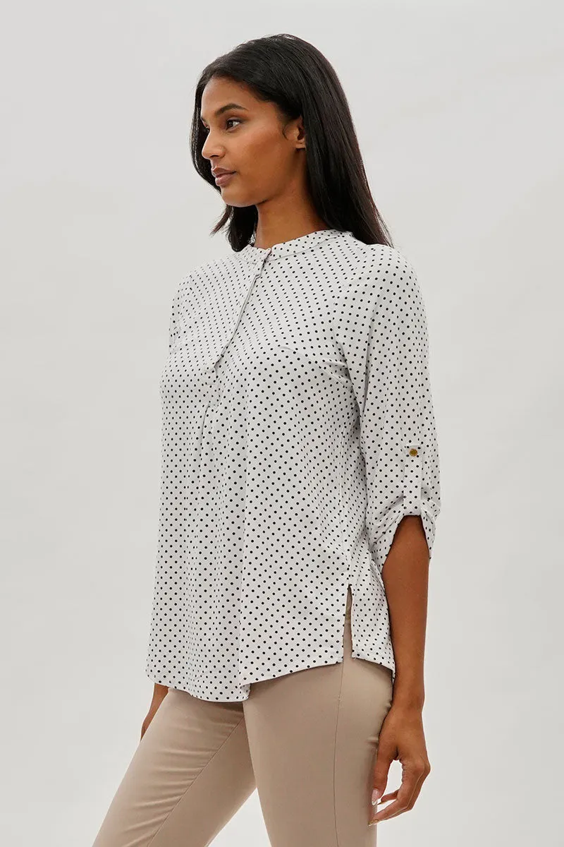 International INC Company Dotted Roll Up Sleeve Blouse - White sold by Fairweather product image thumbnail 2