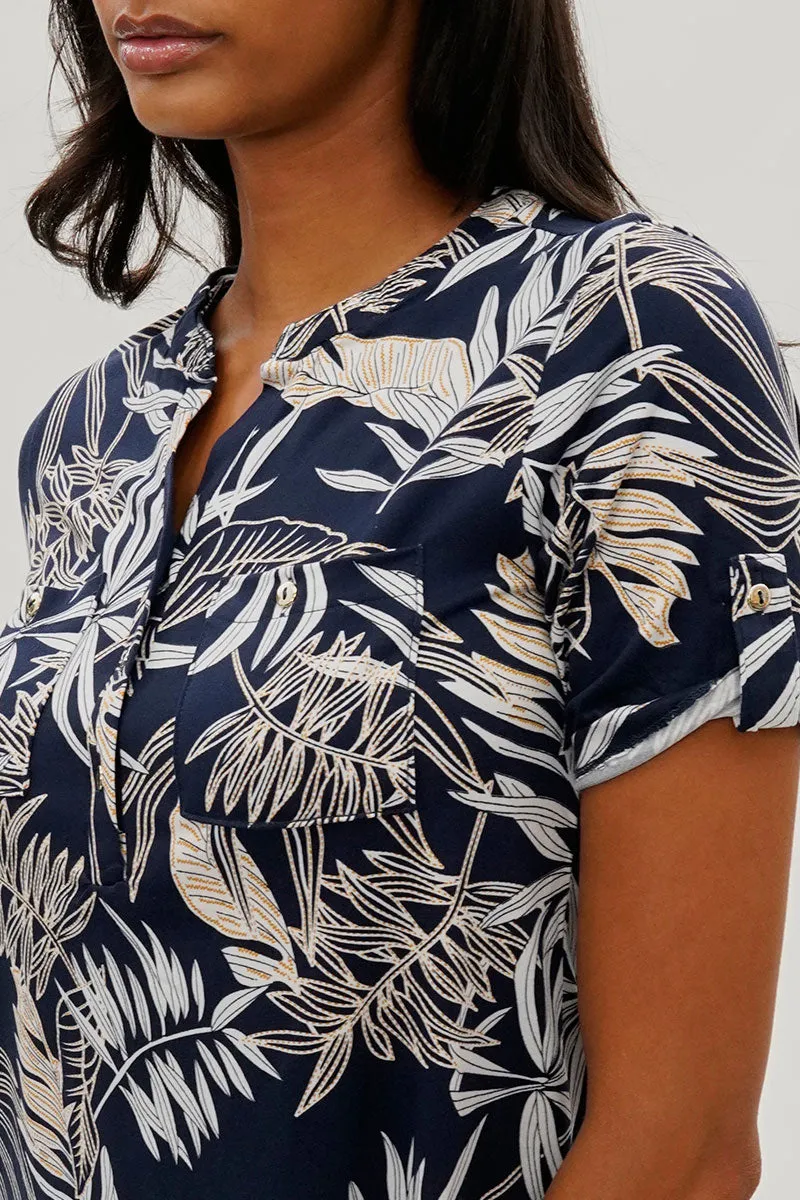 International INC Company Floral Short Sleeve Blouse - Navy sold by Fairweather product image thumbnail 4