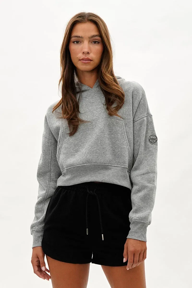 Fahrenheit Cropped Drop Shoulder Hoodie - Grey sold by Fairweather