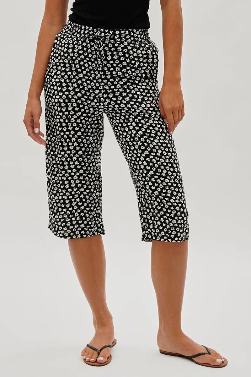 International INC Company Floral Tie Waist Capris - Black sold by Fairweather