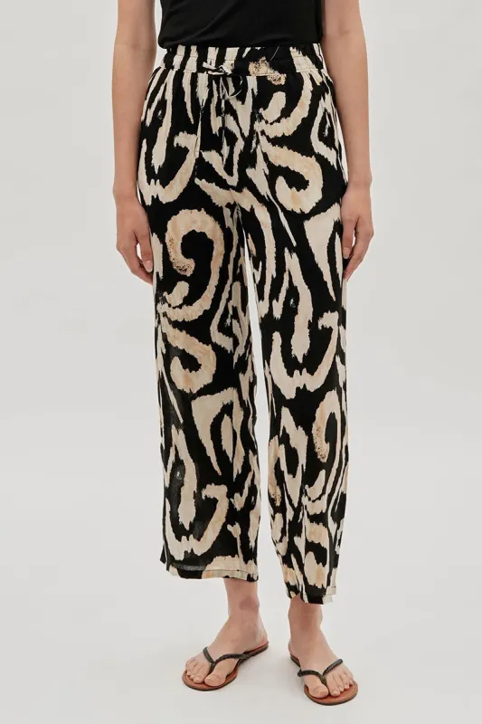 International INC Company Patterned Wide Leg Pants - Black sold by Fairweather