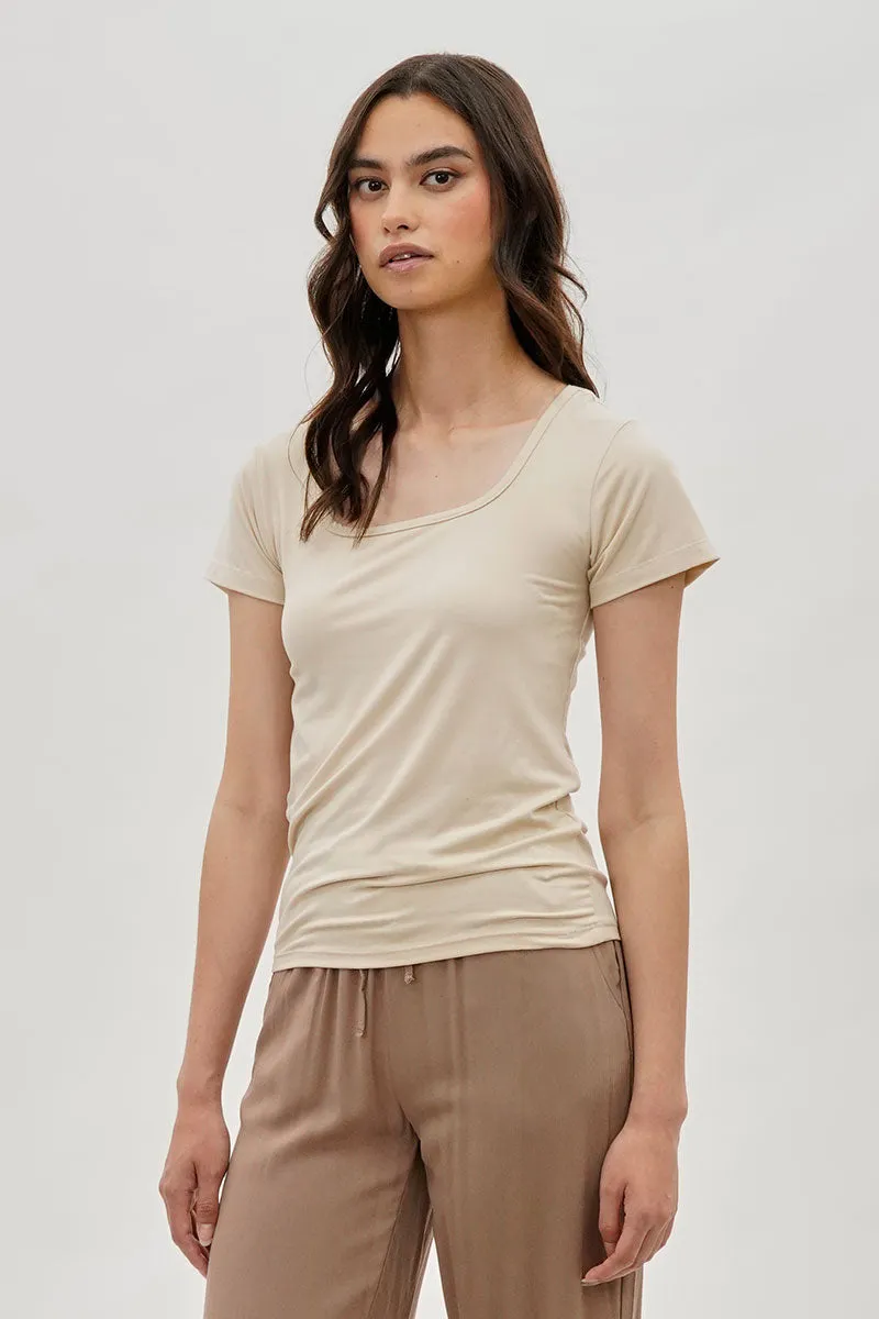 Costa Blanca Square Neck Tee - Beige sold by Fairweather product image thumbnail 2