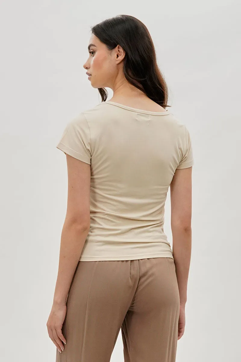 Costa Blanca Square Neck Tee - Beige sold by Fairweather product image thumbnail 3
