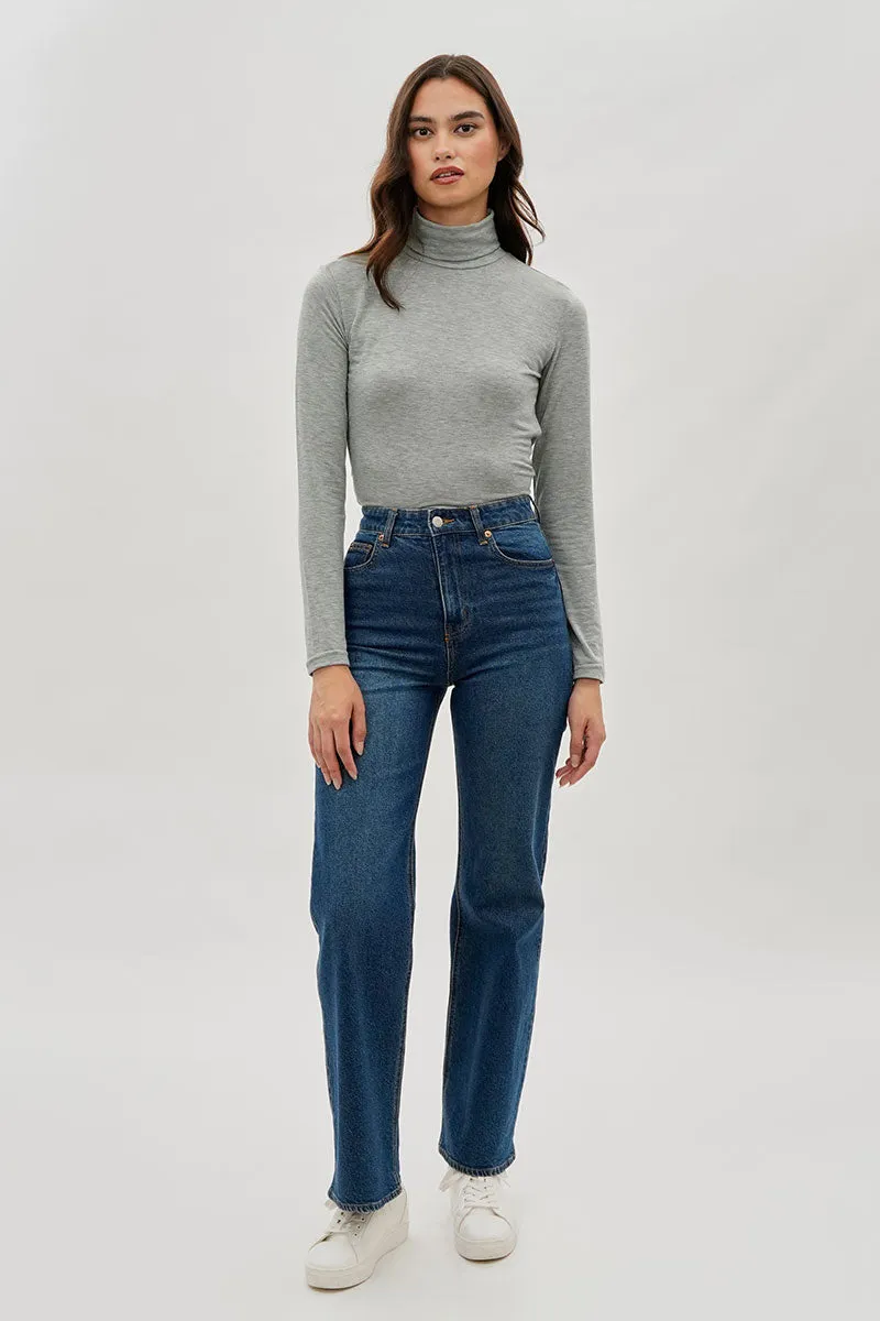Magazine Cinched Side Turtleneck Long Sleeve Top - Grey sold by Fairweather product image thumbnail 5
