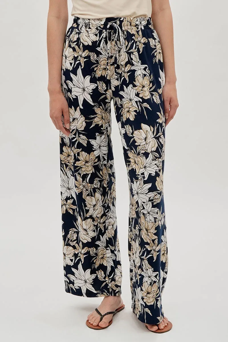International INC Company Floral Wide Leg Pants - Navy sold by Fairweather
