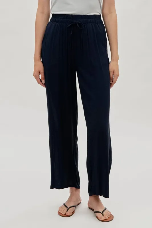 International INC Company Tie Waist Wide Leg Pants - Navy sold by Fairweather
