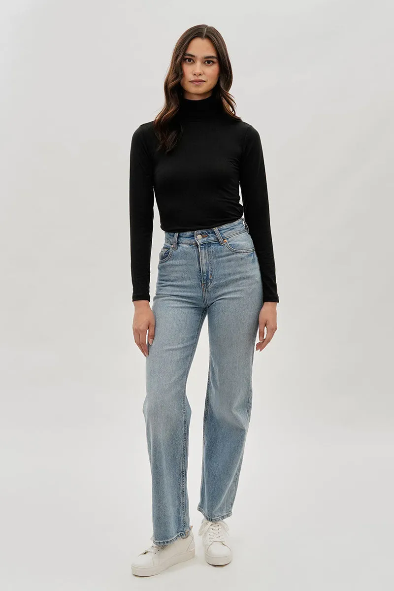 Magazine Cinched Side Turtleneck Long Sleeve Top - Black sold by Fairweather product image thumbnail 5