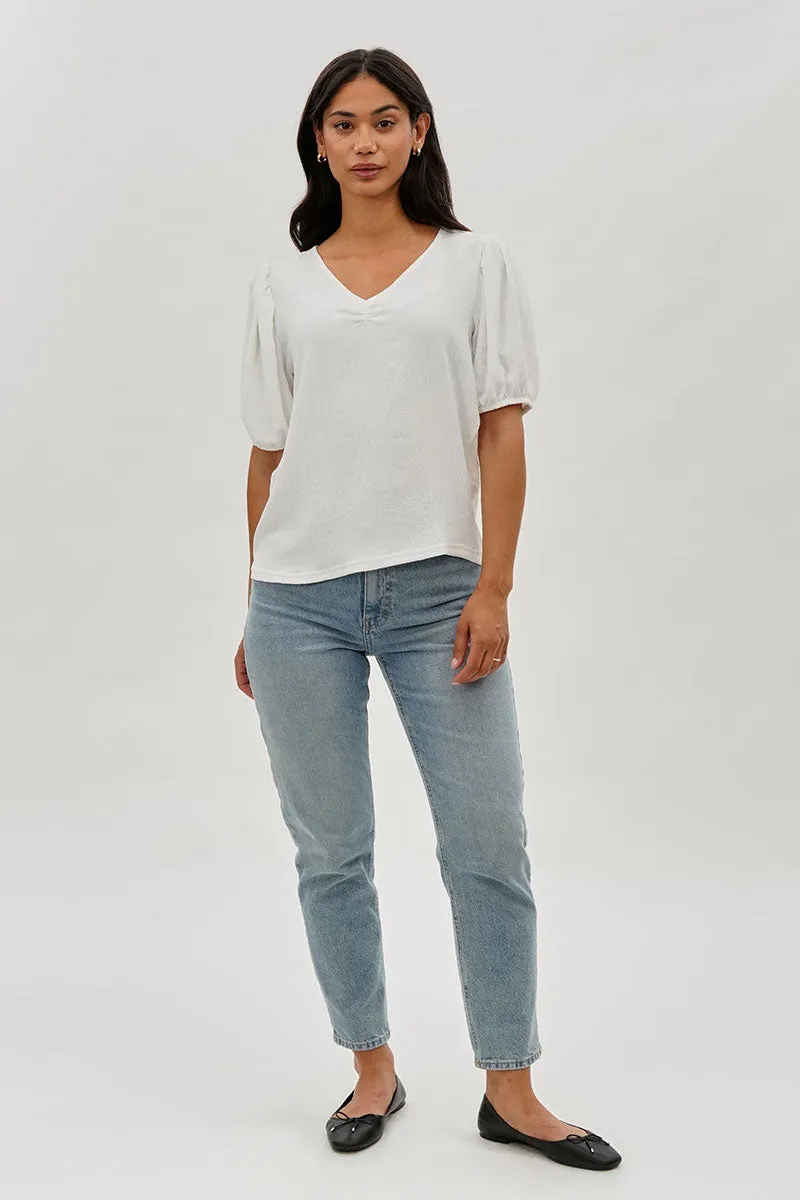 Stylexchange Vintage Puff Sleeve V-Neck Blouse - White sold by Fairweather product image thumbnail 5