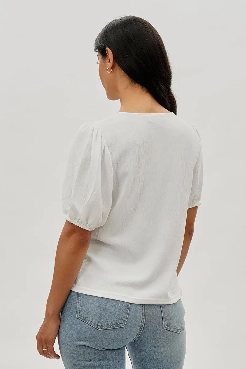 Stylexchange Vintage Puff Sleeve V-Neck Blouse - White sold by Fairweather product image thumbnail 3