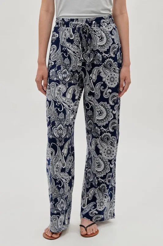 International INC Company Paisley Print Wide Leg Pants - Navy sold by Fairweather