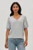 Stylexchange Vintage Puff Sleeve V-Neck Blouse - Grey sold by Fairweather