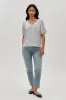 Stylexchange Vintage Puff Sleeve V-Neck Blouse - Grey sold by Fairweather