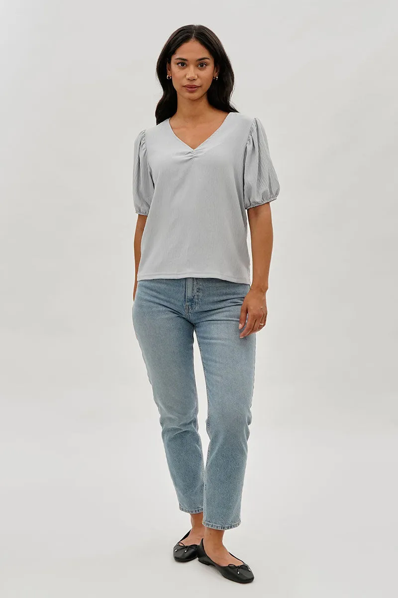 Stylexchange Vintage Puff Sleeve V-Neck Blouse - Grey sold by Fairweather product image thumbnail 5