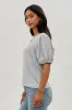 Stylexchange Vintage Puff Sleeve V-Neck Blouse - Grey sold by Fairweather