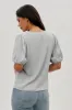 Stylexchange Vintage Puff Sleeve V-Neck Blouse - Grey sold by Fairweather