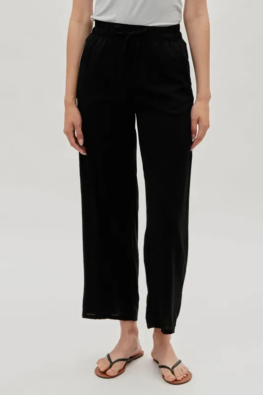 International INC Company Tie Waist Wide Leg Pants - Black sold by Fairweather