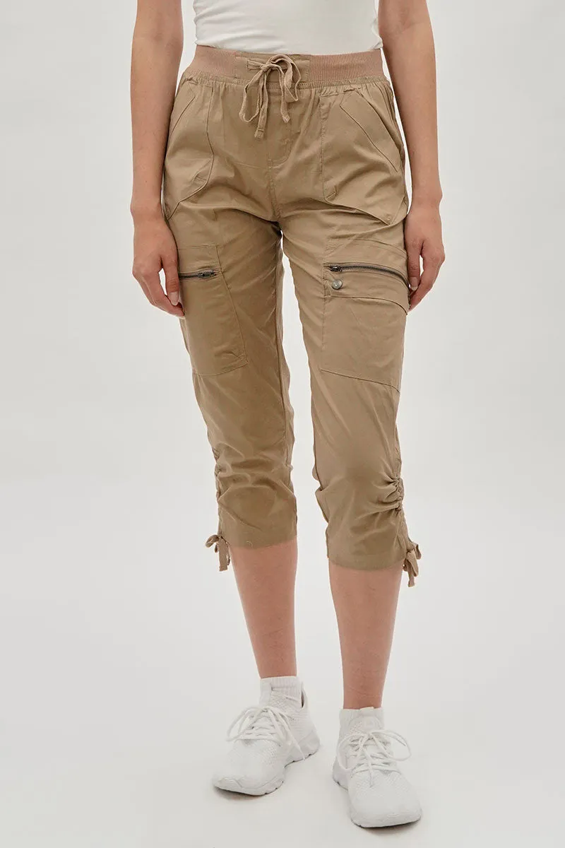 International INC Company Tie Waist Cargo Capris - Beige sold by Fairweather