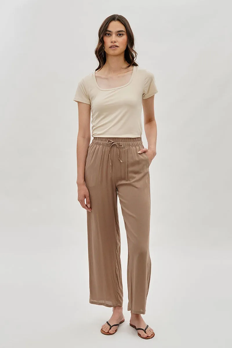 International INC Company Tie Waist Wide Leg Pants - Beige sold by Fairweather product image thumbnail 5