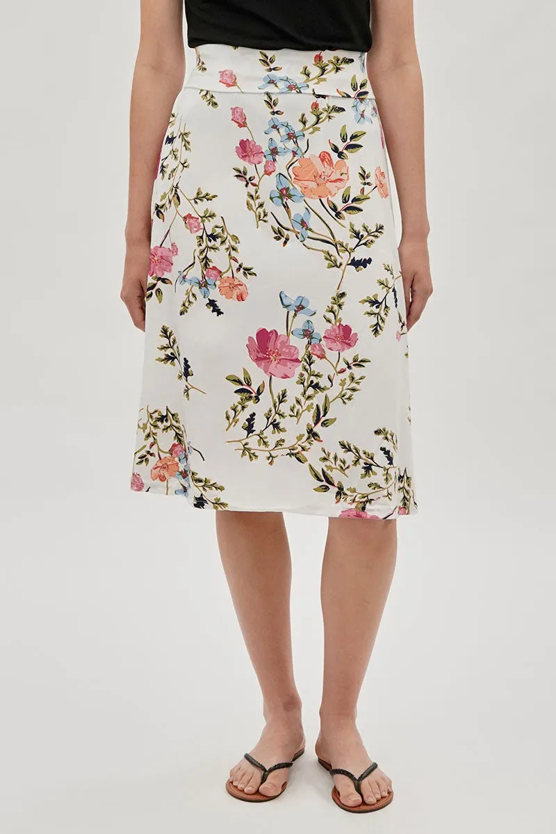 International INC Company Floral Fold Over Midi Skirt - White sold by Fairweather