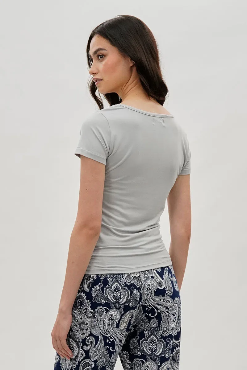 Costa Blanca Square Neck Tee - Grey sold by Fairweather product image thumbnail 3