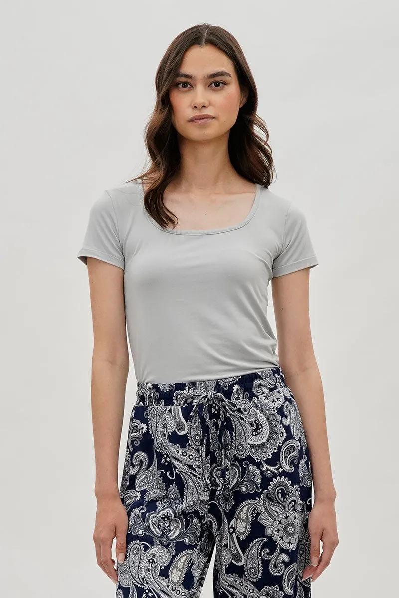 Costa Blanca Square Neck Tee - Grey sold by Fairweather