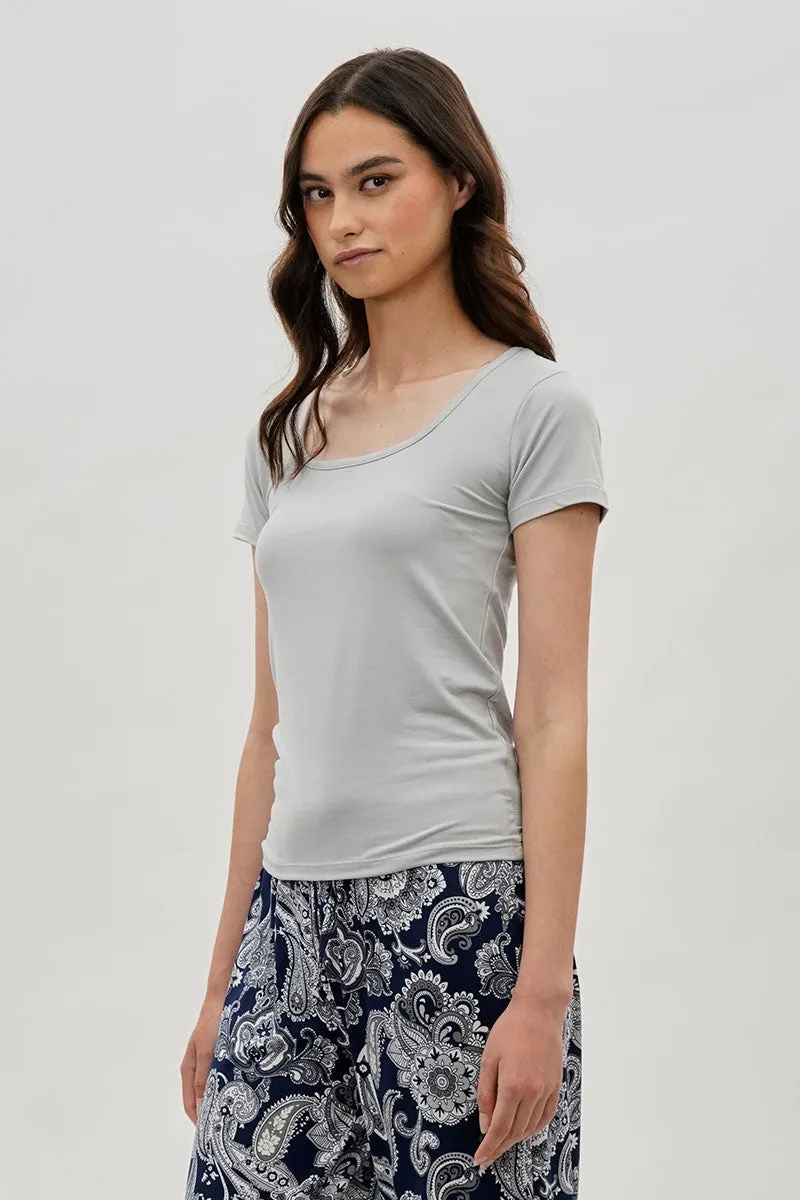 Costa Blanca Square Neck Tee - Grey sold by Fairweather product image thumbnail 2