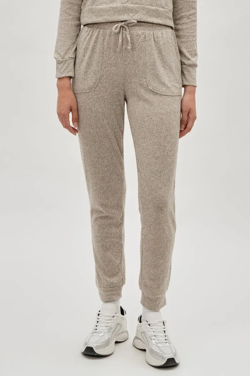 Fahrenheit Tie Waist Knit Joggers - Cream sold by Fairweather