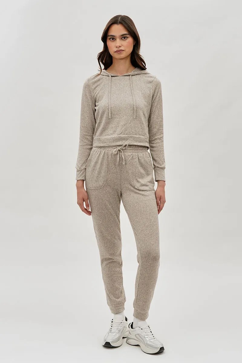 Fahrenheit Tie Waist Knit Joggers - Cream sold by Fairweather product image thumbnail 5