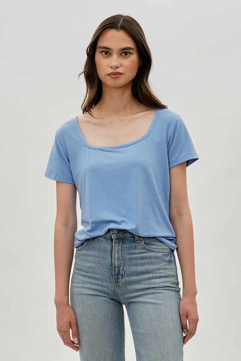 Costa Blanca Square Neck Tee - Blue sold by Fairweather