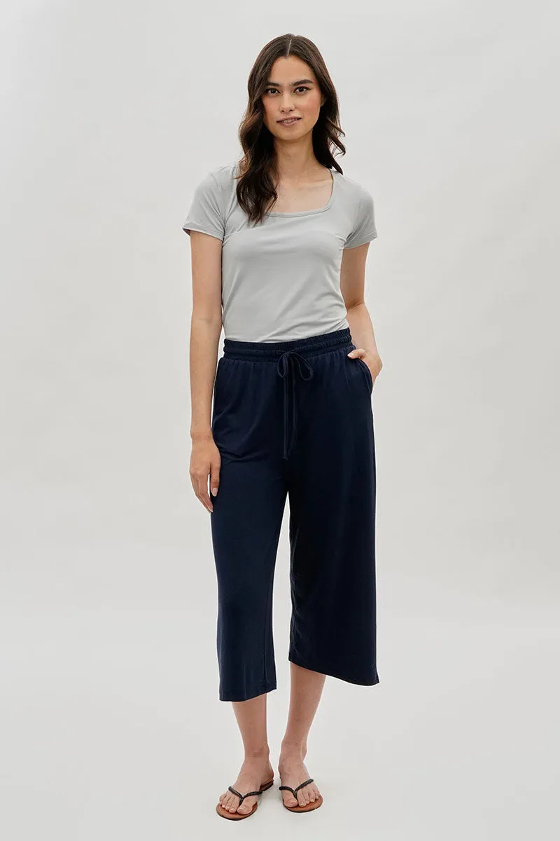 International INC Company Tie Waist Cropped Pants - Navy sold by Fairweather product image thumbnail 5