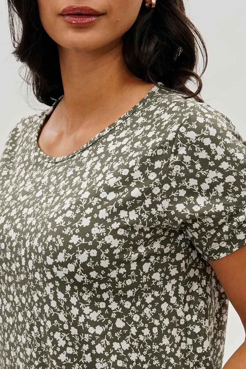 International INC Company Floral Tie Sleeve Tee - Olive sold by Fairweather product image thumbnail 4