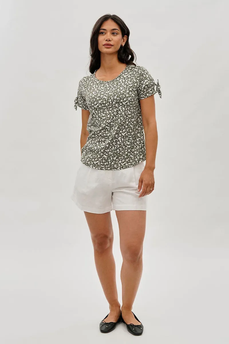 International INC Company Floral Tie Sleeve Tee - Olive sold by Fairweather product image thumbnail 5