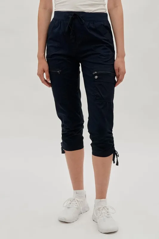 International INC Company Tie Waist Cargo Capris - Navy sold by Fairweather