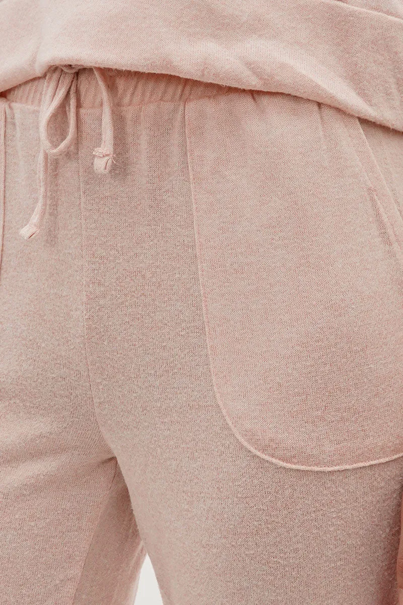 Fahrenheit Tie Waist Knit Joggers - Blush sold by Fairweather product image thumbnail 4