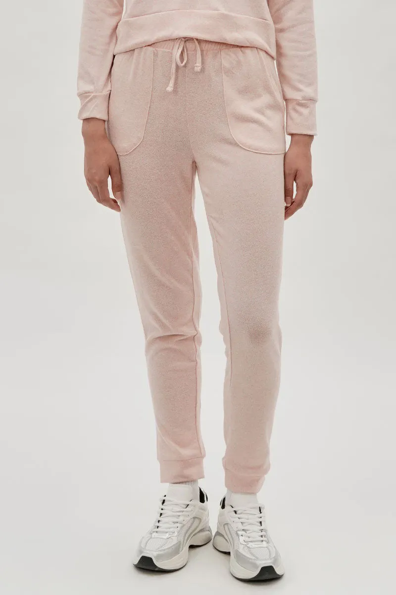 Fahrenheit Tie Waist Knit Joggers - Blush sold by Fairweather
