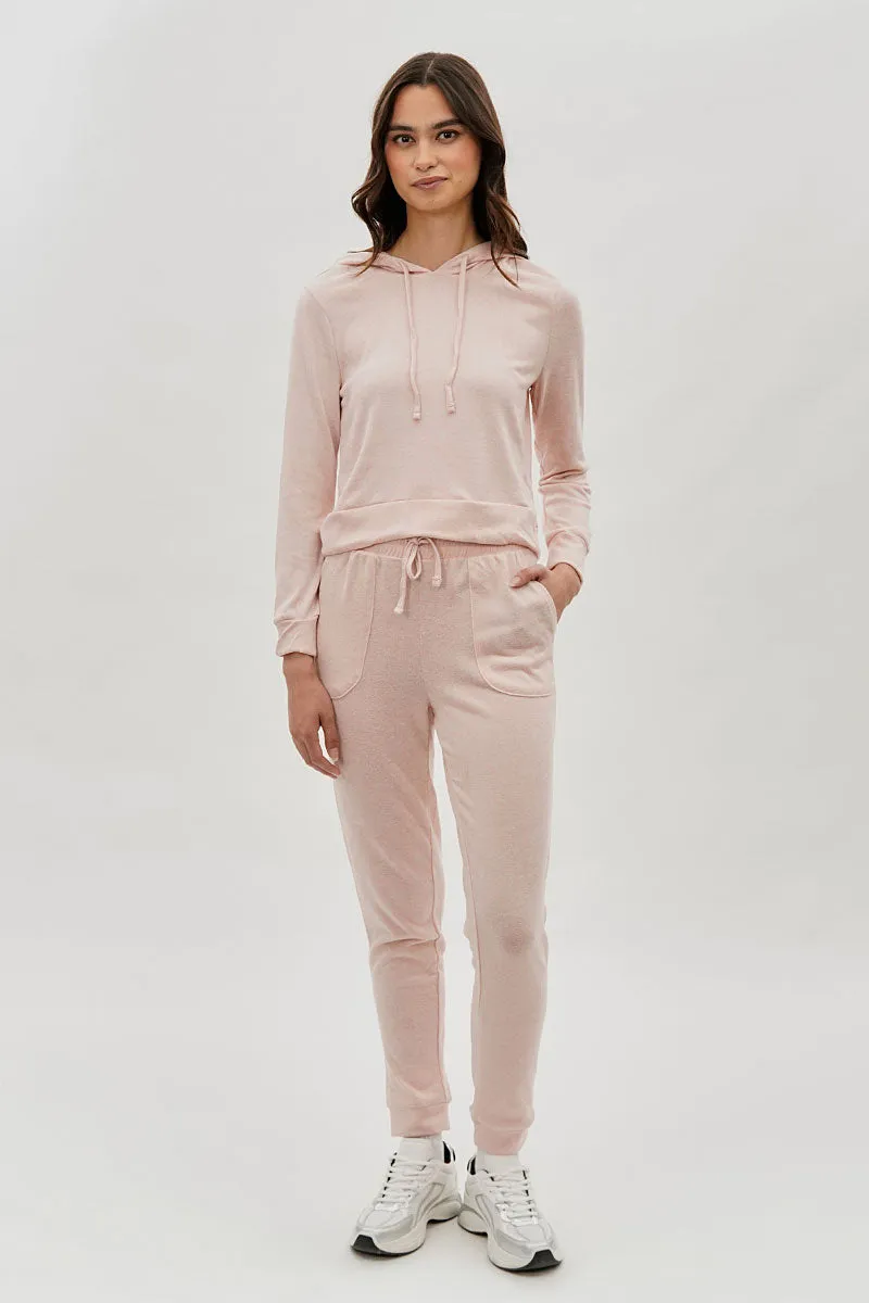 Fahrenheit Tie Waist Knit Joggers - Blush sold by Fairweather product image thumbnail 5