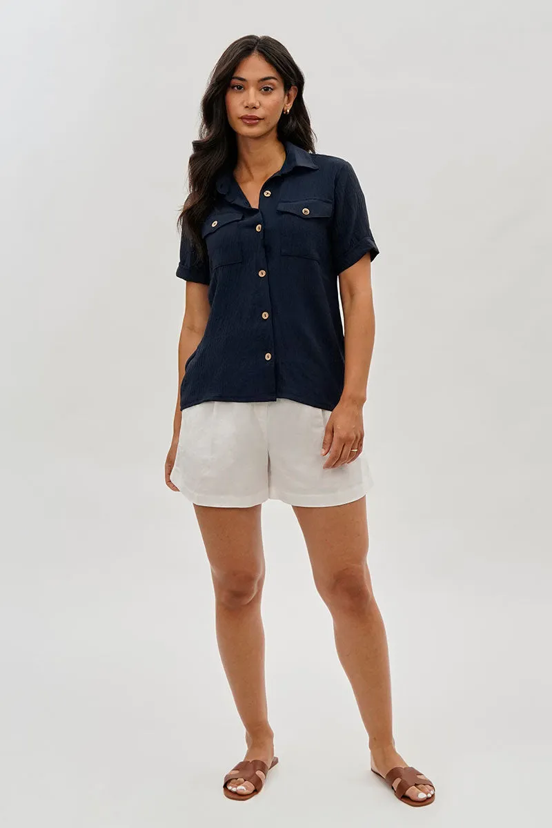 Stylexchange Vintage Button Down Short Sleeve Shirt - Navy sold by Fairweather product image thumbnail 5