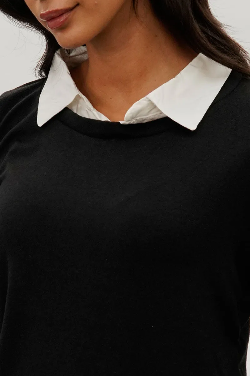 International INC Company Collared Pullover Sweater - Black sold by Fairweather product image thumbnail 4